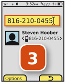 Dialing shortcuts are activated by pressing and holding a number on the keypad. The contact to be dialed should be populated as if dialed and matched, but the shortcut should be indicated in some manner as well. Here, a large numeral pops up and fades rapidly away.