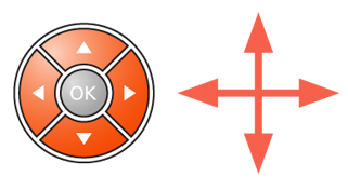 A typical two-axis hardware controller is often built as a “Five-way” pad with four directional keys and the OK/Enter key in the middle. Only discrete directional movements are possible, not diagonals.