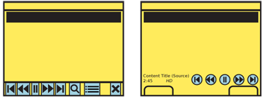 Fixed menus may be the only menu visible on the screen, as on the left, or need to be moved or modified to work with other menus, such as the Softkey reveal menus on the right.