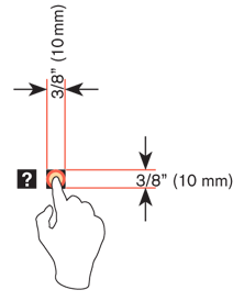 Figure D-1. Minimum area for touch activation. Do not rely on pixel sizes to measure touch targets. Pixel sizes vary based on device and are not a consistent unit of measure.