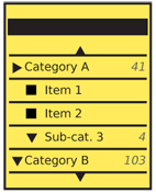 Hierarchical List with counters to indicate the number of items in a parent category