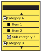 Another common indicator that an item in a Hierarchical List is a parent (and may be opened) are + and - symbols.