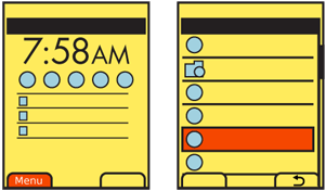 A path must be provided to get from the Idle Screen (even if a multi-page Home screen) to the remaining Home Screens, to view all available applications and options. Within the list view, folders are displayed differently from individual applications or other leaf level items.