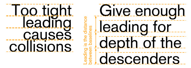 Figure C-11. Leading is the vertical distance between lines.
