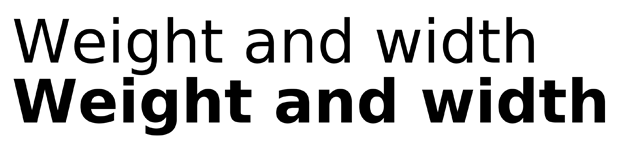 Figure C-9. Weight will usually change the width and readability of type. Be careful when using weight changes as a part of a focus change or other transient state.