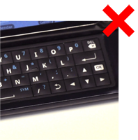 This keyboard has a "back" button on the keyboard, immediately adjacent to other keys, where it can be accidentally hit. Without an "Exit Guard" this can cause catastrophic failures, discarding large amount of user-entered data.