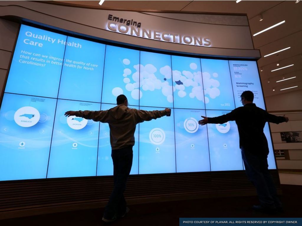 Two users employing kinesthetic control at The Emerging Issues Commons, Raleigh, North Carolina.