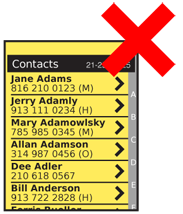 Avoid placing functions in the list items next to the location bar, to avoid accidental input. Here, the Indicator to see details on a contact will interfere with the Location Within widget. More space is needed, or place the actions on the left side of the list.