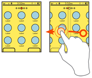 Graphic indicators may be of any shape. Dots are common, but bars, or other shapes can be used, and integrated with other design elements, instead of floating. Note how during transition the indicator also transitions, instead of just jumping from one to the other.