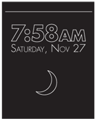 A Sleep Screen, set up for an OLED device, with very few pixels illuminated. This presumes the device still differentiates Sleep from Lock, so the moon icon denotes sleep, and makes no mention of how to unlock.