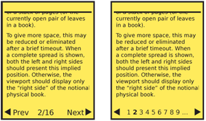 A variety of types of information may be used for Pagination. The key features of the location, and moving forward and backwards are always present.