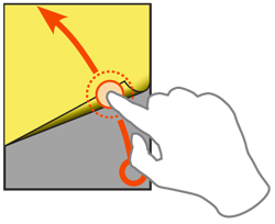 The Peel Away pattern only really works for touch and pen interfaces. It can be tapped, or as shown here, pulled open by a drag gesture.