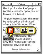 This contextual menu appears based on selection of a piece of text, then the user pressing and holding the OK/Enter key. A small menu appears, and the first item is in focus. Selecting an item will commit that action on the selected text.