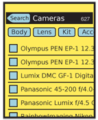 Your site or application may benefit from making the filters appear as navigational elements, like tabs or similar selectors. This exemplifies the pitfalls of any such system as text is inefficient in the horizontal plane. The “Search” label on the “back” button indicates that the previous filter applied was a text search, and the user may step back to change the search parameters.